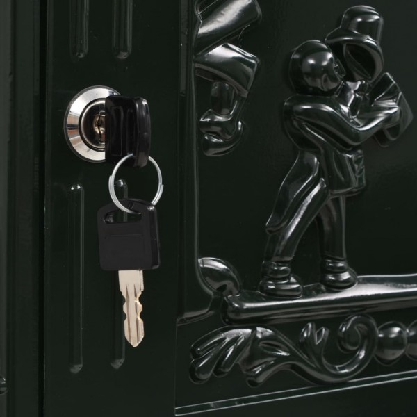 Buzón de pedestal de aluminio estilo vintage inoxidable verde M 5