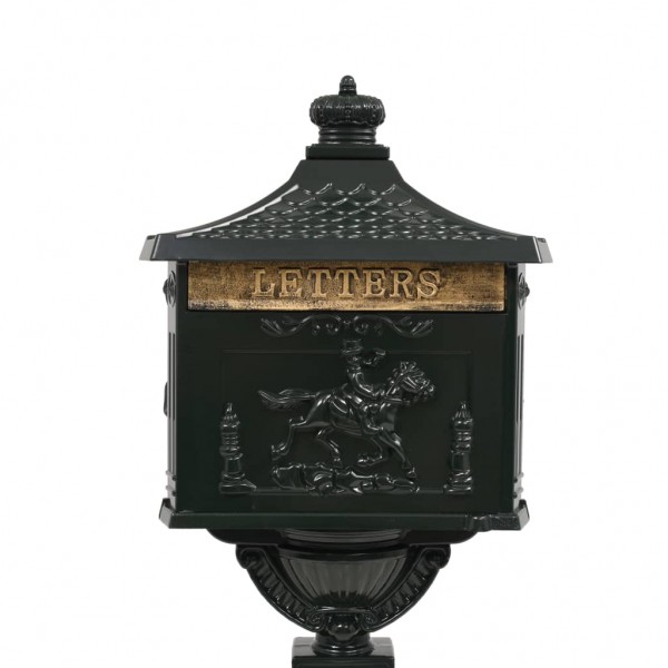 Caixa correio pedestal vintage alumínio inoxidável verde M 3