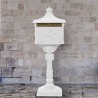 Caixa correio pedestal vintage alumínio inoxidável branco 1