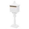 Buzón de pedestal de aluminio estilo vintage inoxidable blanco 2
