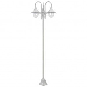 Farolas de jardín con 3 luces aluminio blanca E27 220 cm H