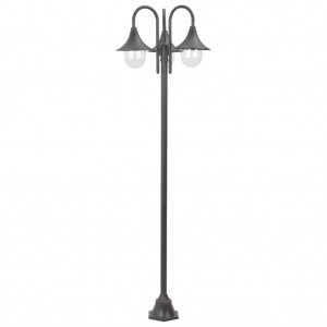 Candeeiro de pé p/ jardim c/ 3 braços E27 220cm alumínio bronze H