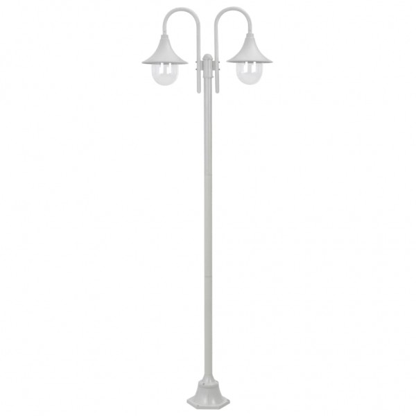 Farola de jardín con 2 luces aluminio blanca E27 220 cm D