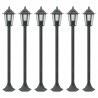 Candeeiros pé p/ jardim 6 pcs E27 110 cm alumínio verde escuro 1