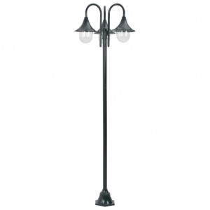 Candeeiro de pé jardim 3 braços E27 220cm alumínio verde escuro H