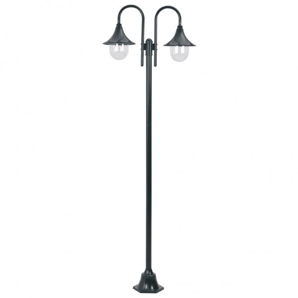 Farola de jardín con 2 luces aluminio verde oscuro E27 220 cm D