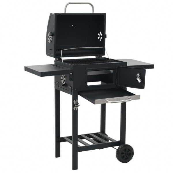 Churrasqueira a carvão com prateleira inferior preta M 5