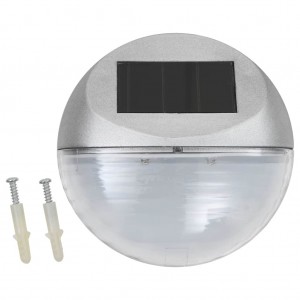 Lámparas solares LED de pared exterior 12 uds redondas plateada H