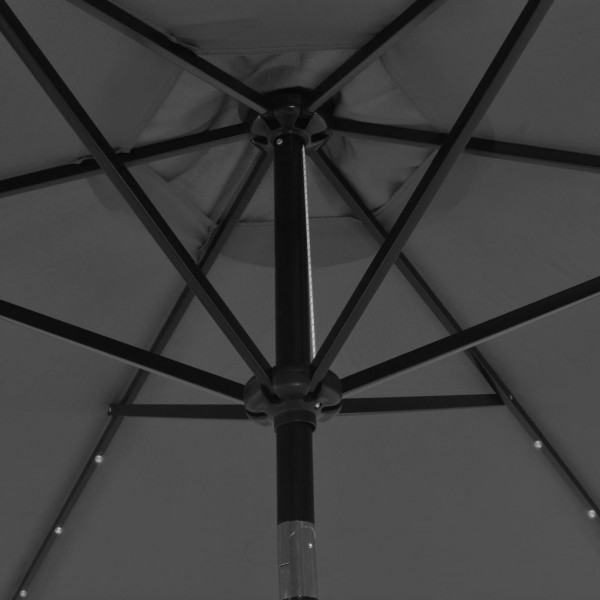 Guarda-sol exterior com luzes LED e poste aço 300 cm antracite M 2
