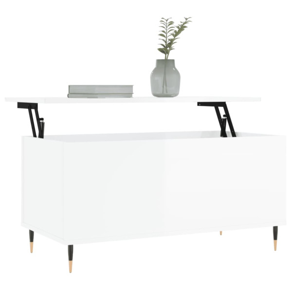Mesa de centro madera contrachapada blanco brillo 90x44.5x45 cm M 3