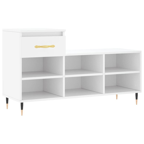 Mueble zapatero madera contrachapada blanco 102x36x60 cm M 2