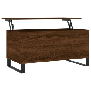 Mesa de centro madera contrachapada roble marrón 90x44.5x45 cm H