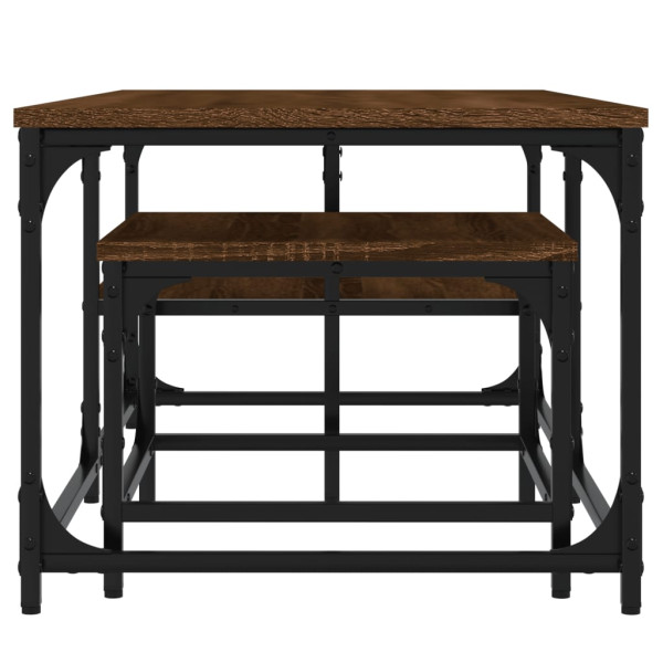 Mesas de centro encastrar 2pcs deriv. madeira carvalho castanho M 5