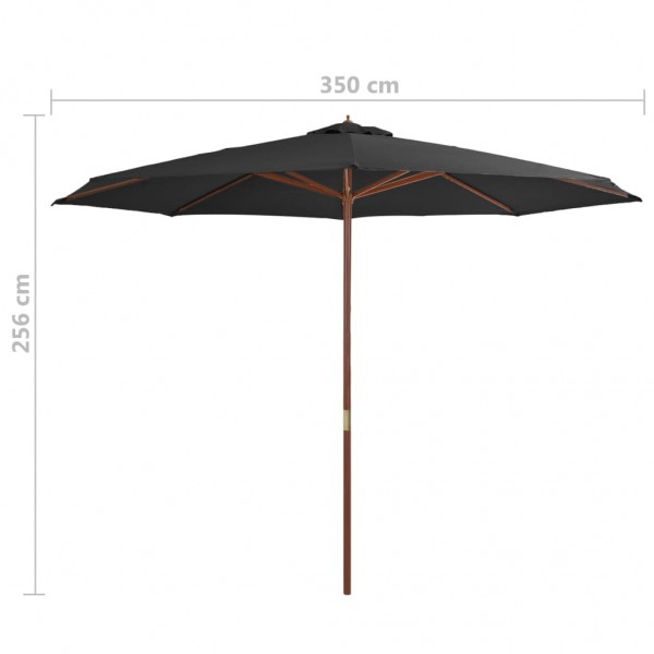 Guarda-sol de exterior com poste de madeira 350 cm antracite M 4