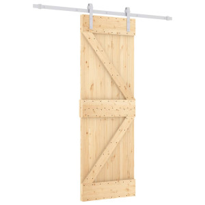 Puerta corredera con herrajes madera maciza de pino 70x210 cm H