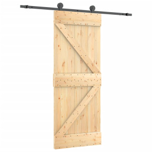 Puerta corredera con herrajes madera maciza de pino 85x210 cm H