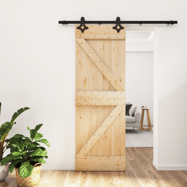 Puerta corredera con herrajes madera maciza de pino 70x210 cm D