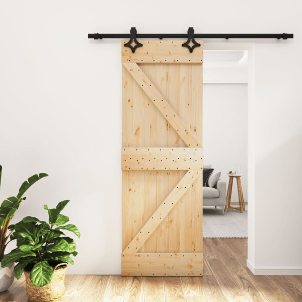 Puerta corredera con herrajes madera maciza de pino 70x210 cm D