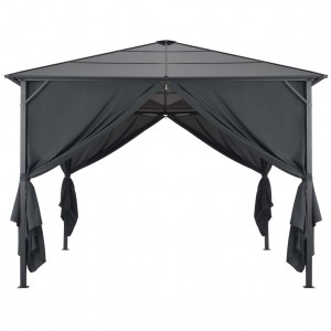 Gazebo com cortinas Alumínio 3x3 m preto H
