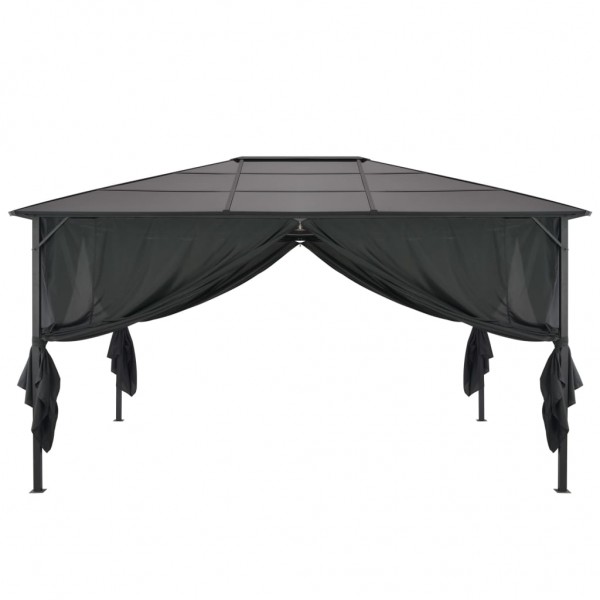 Gazebo com cortinas alumínio 4x3x2.6 m preto M 2