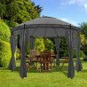 Gazebo com cortinas redondo 3.5x2.7 m antracite 1