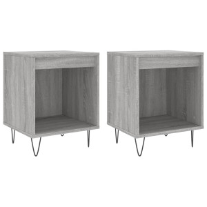 Mesita de noche 2 uds madera ingeniería gris Sonoma 40x35x50 cm H