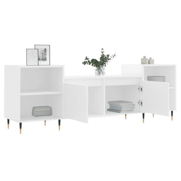 Mueble para TV madera contrachapada blanco 160x35x55 cm M 4