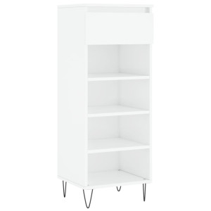 Mueble zapatero madera contrachapada blanco brillo 40x36x105 cm H
