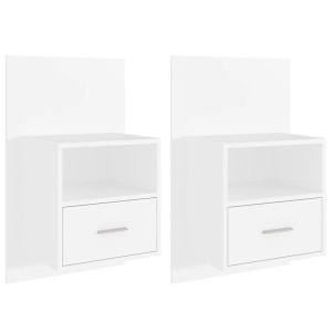 Mesitas de noche de pared 2 unidades blancas H