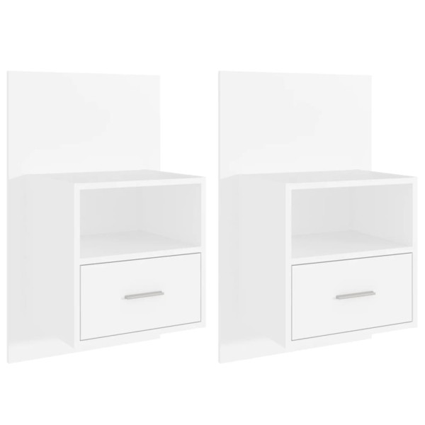 Mesitas de noche de pared 2 unidades blancas M 2