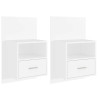 Mesas de cabeceira montagem na parede 2 pcs branco 2