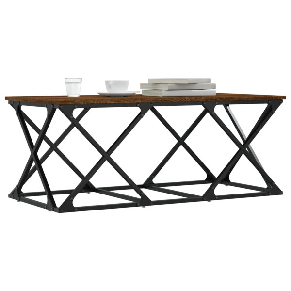 Mesa de centro madera contrachapada roble marrón 100x49x40 cm M 3