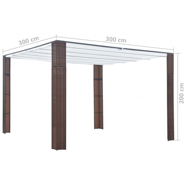 Gazebo com teto em vime PE 300x300x220 cm castanho e creme M 4