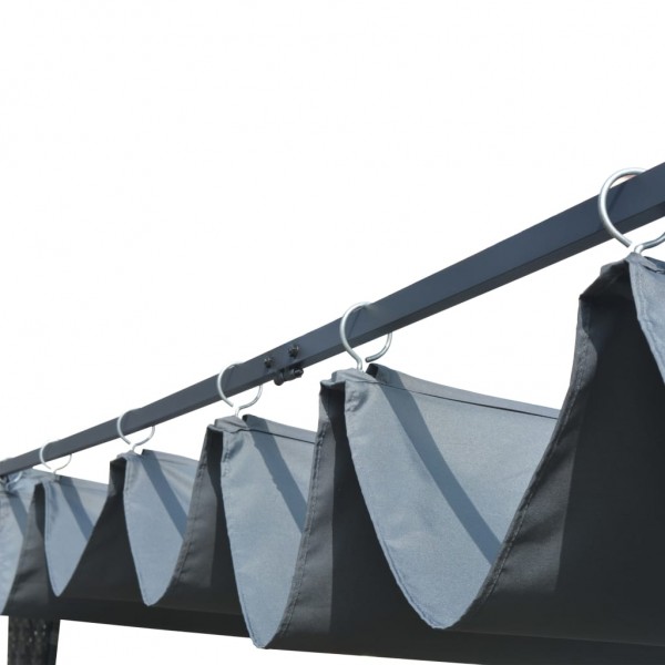 Cenador techo ratán sintético 300x300x200 cm gris y antracita M 3