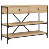 Mesa consola cajones estantes madera de ingeniería roble Sonoma 2