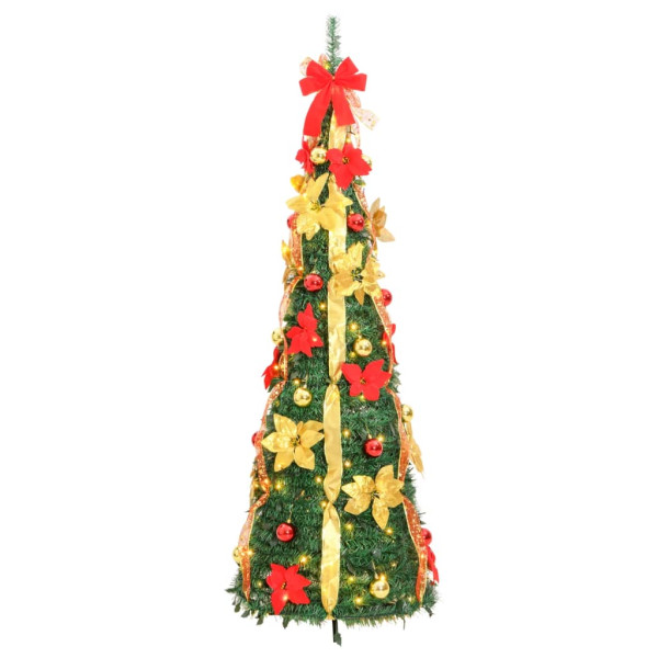 Árbol de Navidad artificial desplegable 100 LED verde 150 cm M 4
