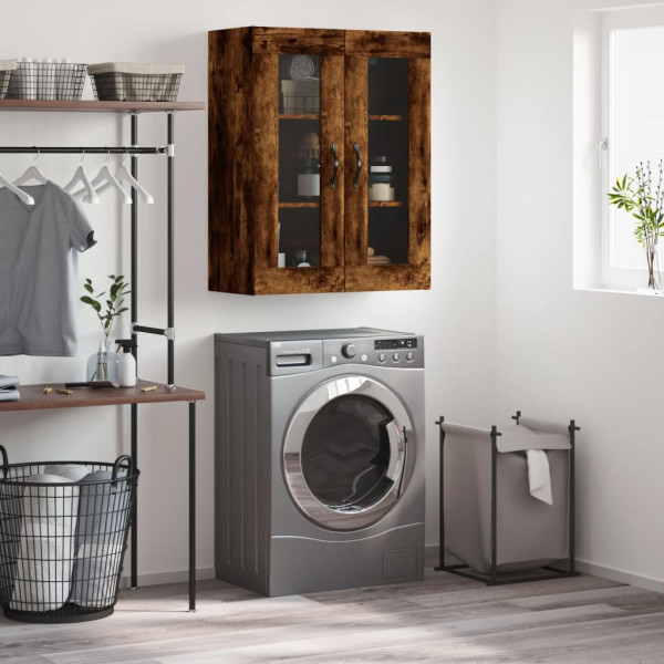 Armario de pared madera ingeniería roble ahumado 69.5x34x90 cm D