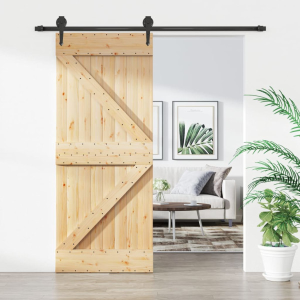 Puerta corredera con herrajes madera maciza de pino 85x210 cm D