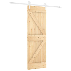 Puerta corredera con herrajes madera maciza de pino 70x210 cm H