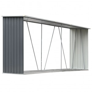 Casetilla para leña acero galvanizado gris 330x84x152 cm H