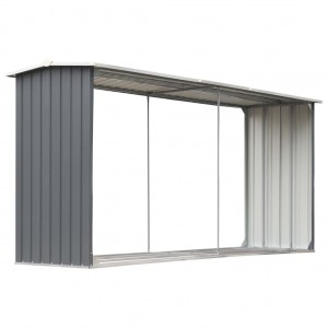 Casetilla para leña acero galvanizado gris 330x92x153 cm H
