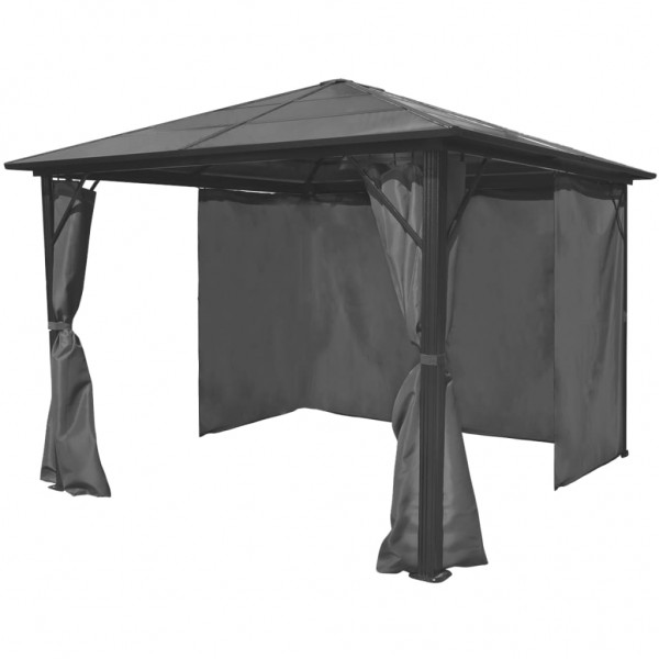 Gazebo com cortina 300x300 cm alumínio antracite M 2