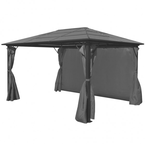 Gazebo com cortina em alumínio 400 x 300 cm antracite M 3