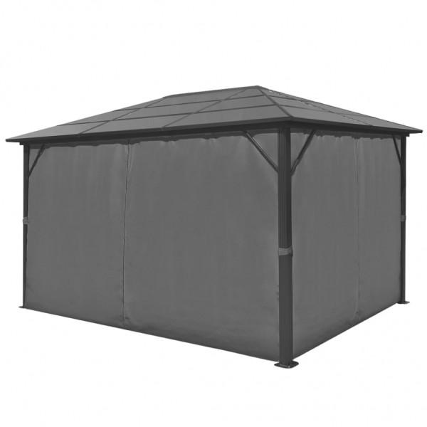 Gazebo com cortina em alumínio 400 x 300 cm antracite M 4
