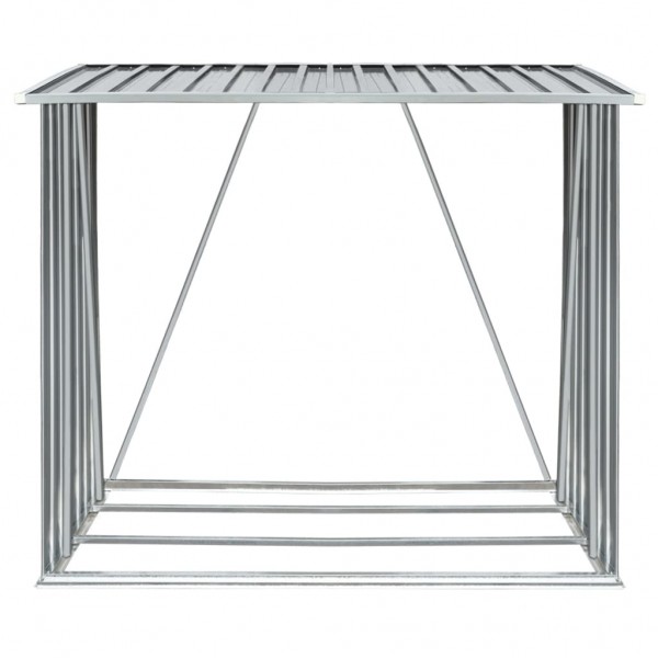 Abrigo p/ arrumação de troncos jardim aço 163x83x154cm cinzento M 3