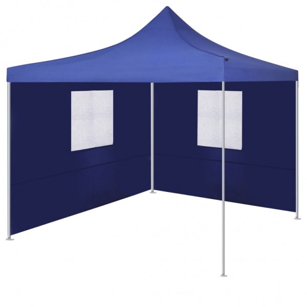 Cenador plegable con 2 paredes azul 3x3 m D