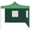 Cenador plegable con 2 paredes verde 3x3 m 3