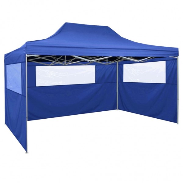 Carpa pleglable con 3 paredes 3x4.5 m azul D