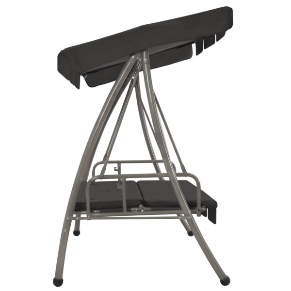 Banco balancín de jardín y dosel antracita acero 192x118x175 cm M 4