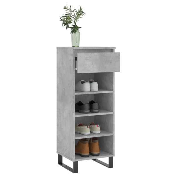 Mueble zapatero madera contrachapada gris hormigón 40x36x105 cm M 4